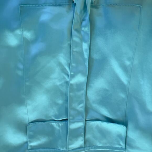Forever 21 Satin Cargo Pants Womens M Mint Green Blue Utility Wide Leg Hipster - Picture 12 of 13